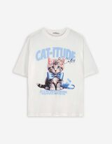 T-Shirt - Animal-Muster - weiß