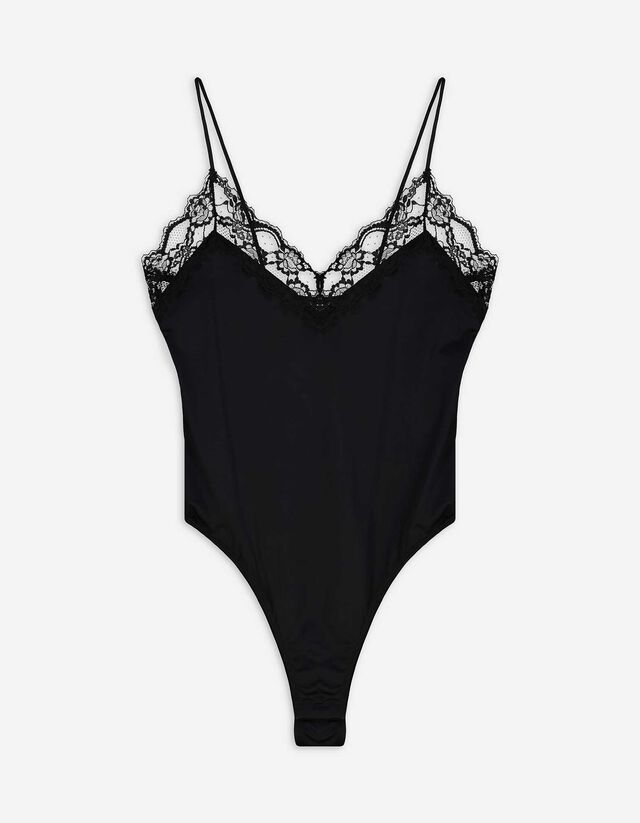 Body - Spitzenbesatz - schwarz
