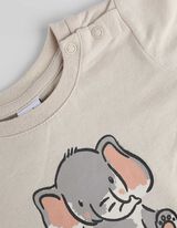 Set composto da T-shirt, pantaloni e bavaglino - Stampa - beige