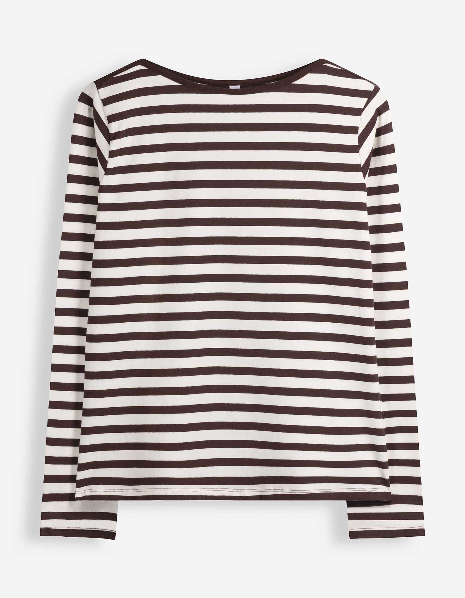 Langarmshirt - Streifen - Dunkelbraun
