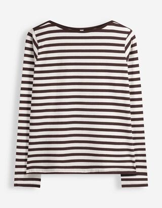 Langarmshirt - Streifen - Dunkelbraun