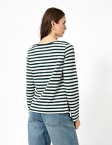 Langarmshirt - Streifen - Petrol