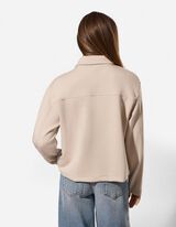 Sweatjacke - Knopfleiste - Beige