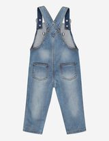 Jeans hlače z naramnicami - Vezenine - svetlo modra