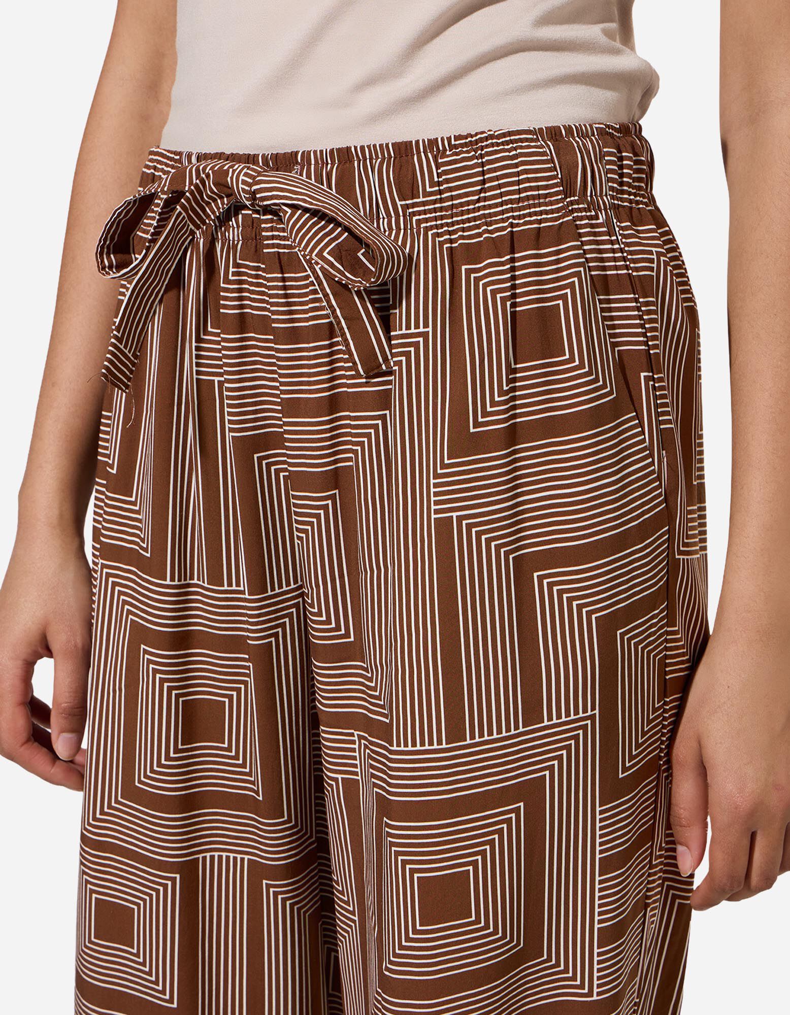 Pantalon palazzo - Viscose - Brun