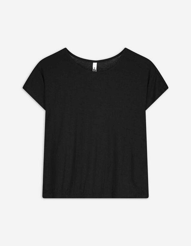 T-Shirt - Elastische Abschlüsse - schwarz