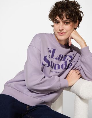 Sweatshirt - Schriftzug - lila