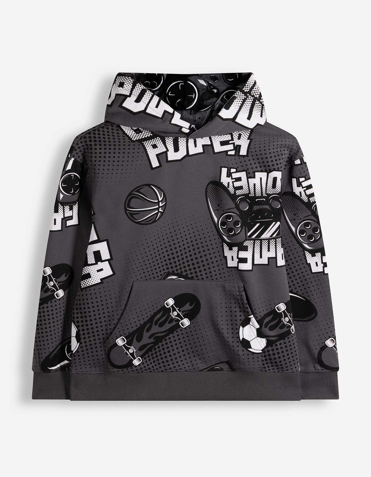 Hoodie - Allover-Print - Dunkelgrau