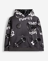 Hoodie - Allover-Print - Dunkelgrau