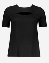 T-shirt - Viscose m&eacute;lang&eacute;e - Noir