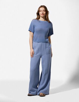 Palazzo - Mousseline - Bleu