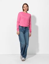 sweter - miękki materiał - rozowy