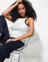 Majica na bretele - rebrasti materijal - bela