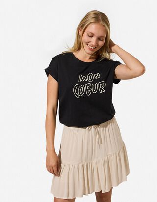 T-Shirt - Stickerei - Schwarz