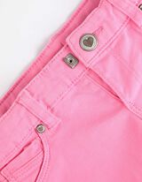 Pantaloni scurți denim - Margine decorativă - Roz