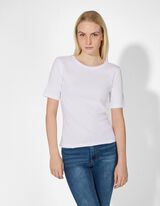 T-Shirt - Rippenstruktur - wei&szlig;