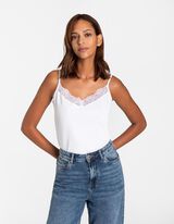 top - obszycie z koronki - bialy