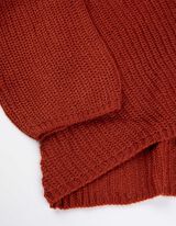 Pletený sveter - Predĺžený zadný diel - tmavocervena