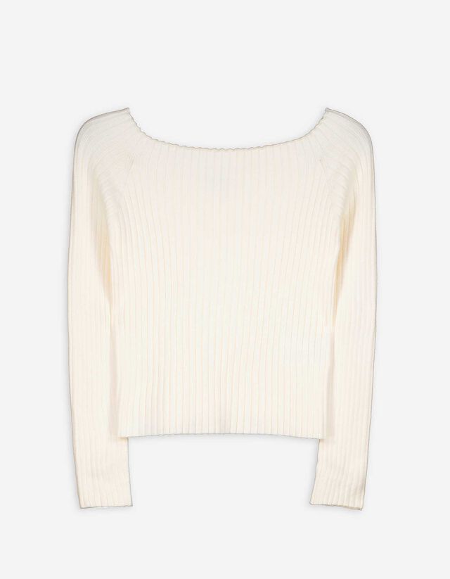 Pullover - Carmen-Ausschnitt - weiß