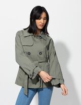 Trenčkot - Zmes bavlny - tmavozelena