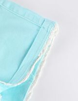 Dž&iacute;nsov&eacute; &scaron;ortky - Ozdobn&yacute; lem - tyrkysovy