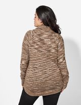 Dlouhý pulovr - Rolákový límec - béžová