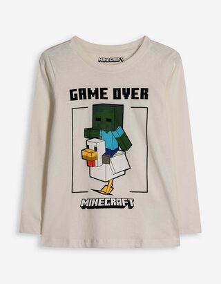 Langarmshirt - Minecraft - weiß
