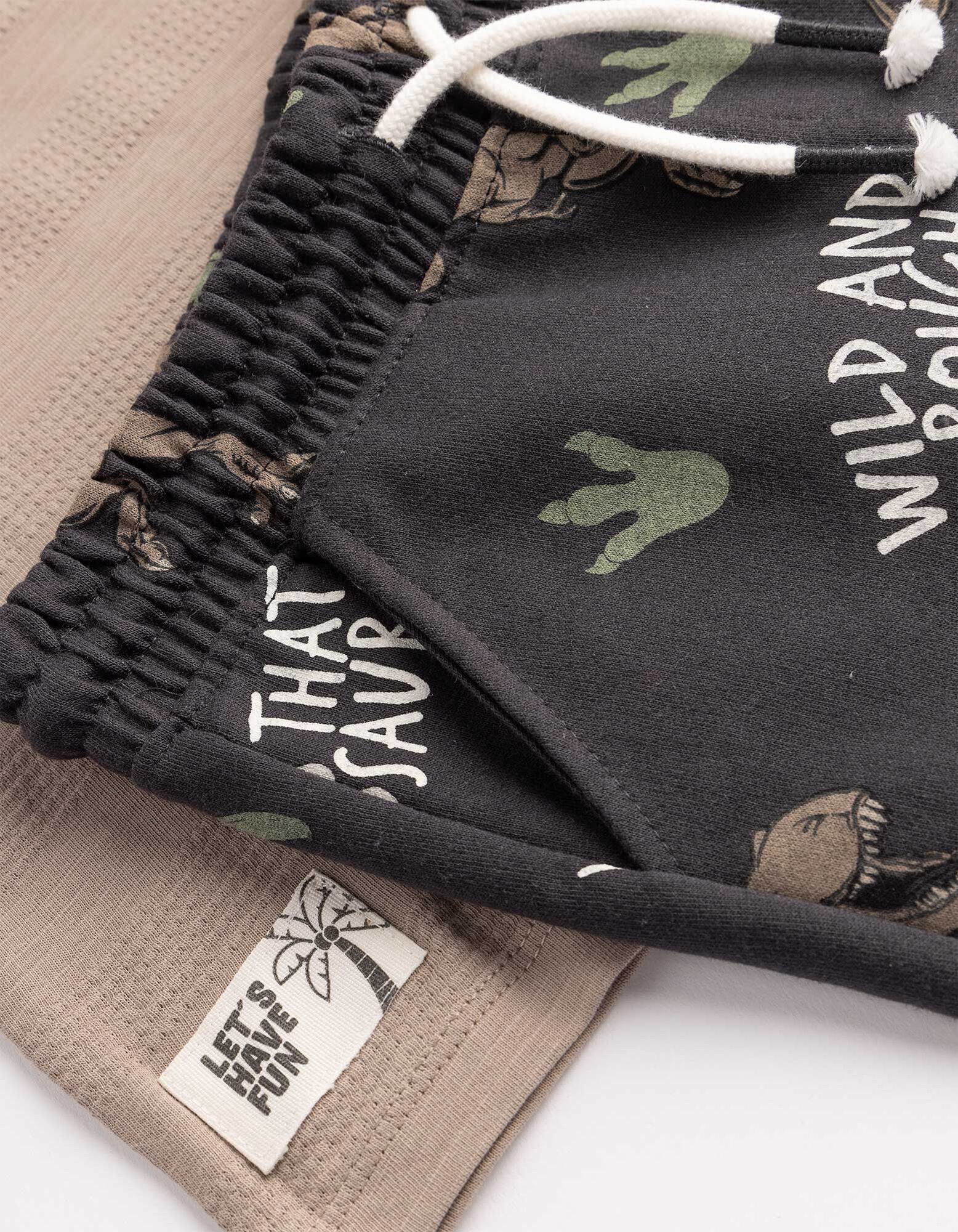 &nbsp;Set aus T-Shirt und Shorts - Allover-Print - grau