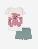 Pyjama Set aus Shirt und Shorts - Print - bronzefarben