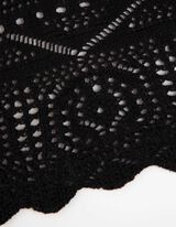 długi kardigan - Dzianina perforowana - czarny