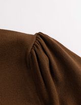 Strickkleid - Kurze &Auml;rmel - braun