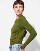 Strickpullover - Zierknöpfe - grün