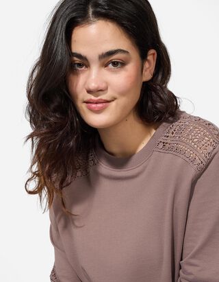 Sweatshirt - Metallic-Details - braun