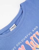 koszulka z długim rękawem - błyszczący nadruk - niebieski