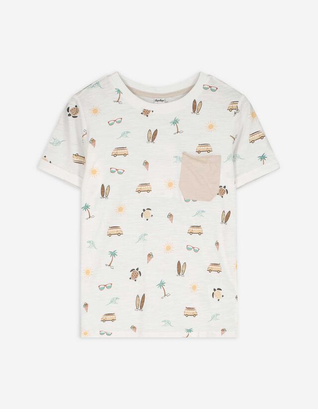 T-Shirt - Allover-Print - weiß