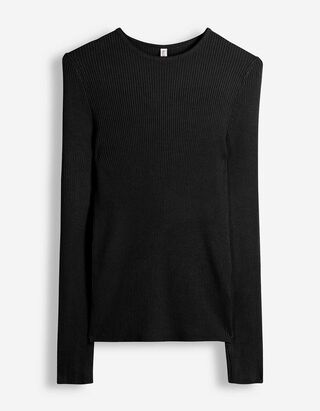 Pullover - Rippenstruktur - Schwarz