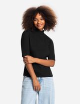 T-Shirt - Stehkragen - schwarz