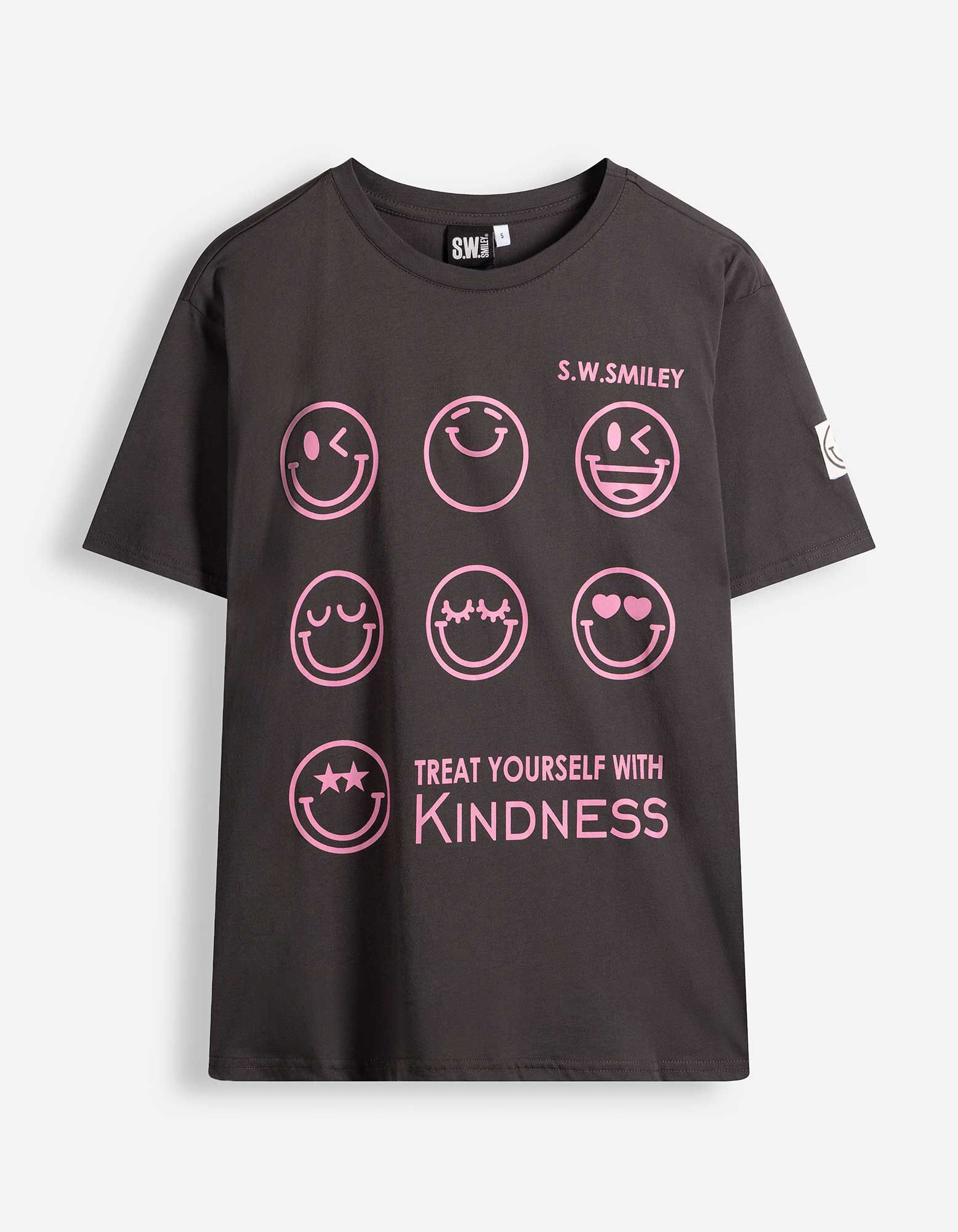 T-shirt - S.W.SMILEY - Donkergrijs