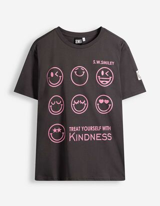 T-shirt - S.W.SMILEY - Donkergrijs