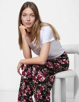 Jogpants - Florales Muster - schwarz