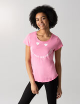 T-shirt - Message imprim&eacute; - rose