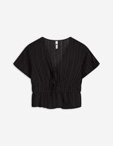 Top - Crinkle-Optik - schwarz