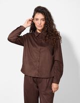 Blúz - Velúr utánzat - sötétbarna