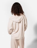 Hoodie - V-Ausschnitt - beige