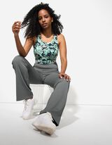 Helanke - Pletena rebrasta tkanina - tamno-zelena