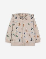 Sweatjacke - Allover-Print - weiß