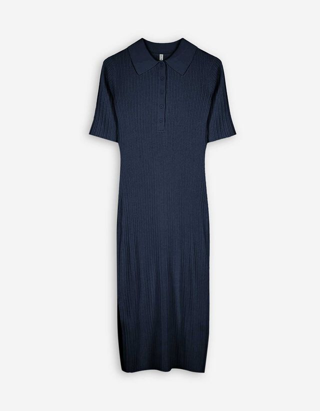 Strickkleid - Rippenstruktur - dunkelblau