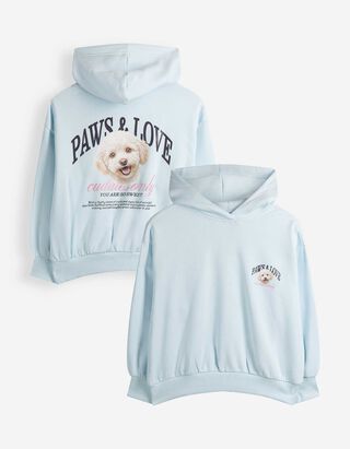 Sweatshirt - Voorkantprint - Lichtblauw