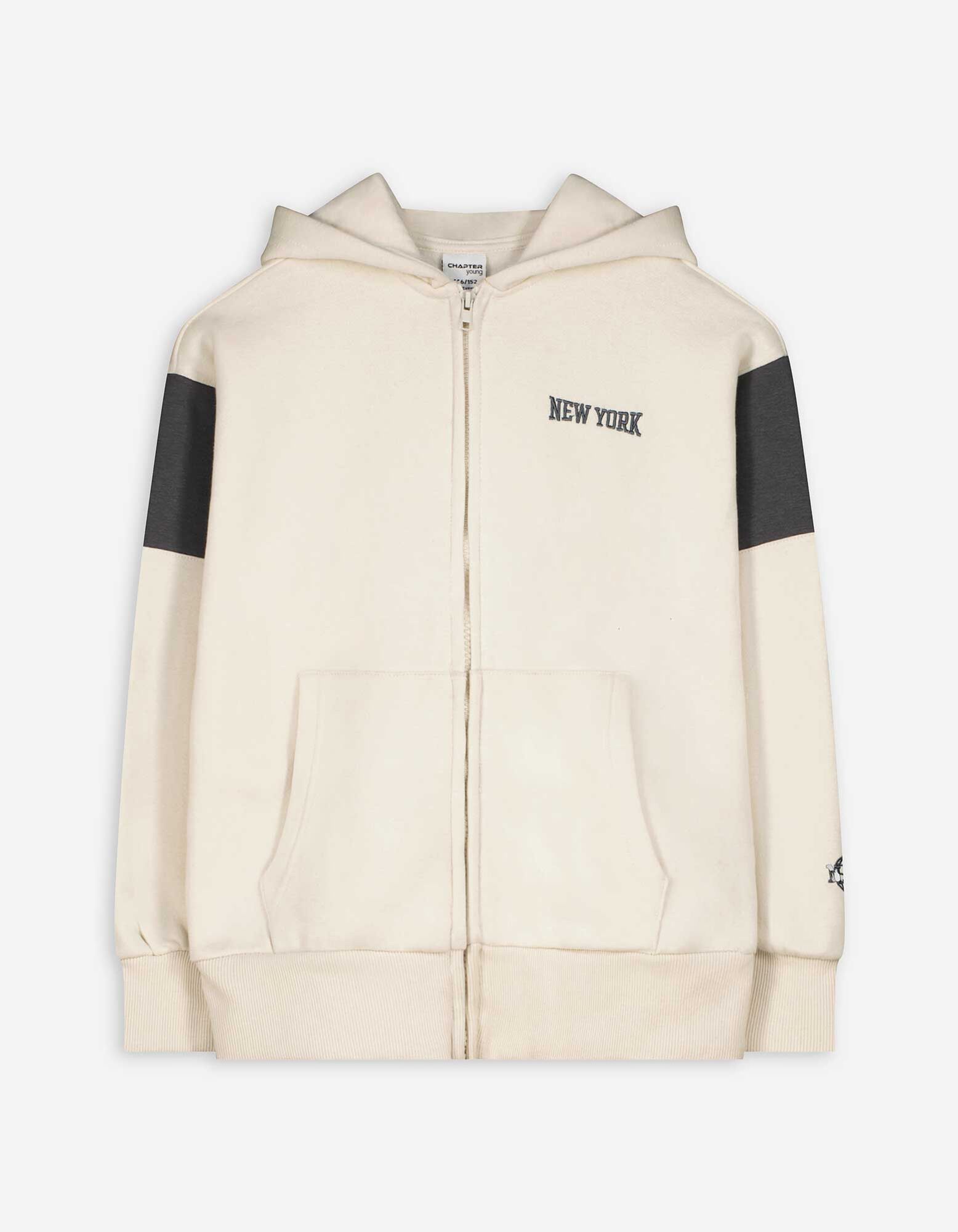 Veste molletonn&eacute;e - Coupe oversize - Blanc cass&eacute;
