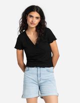 T-shirt - Wikkellook - zwart